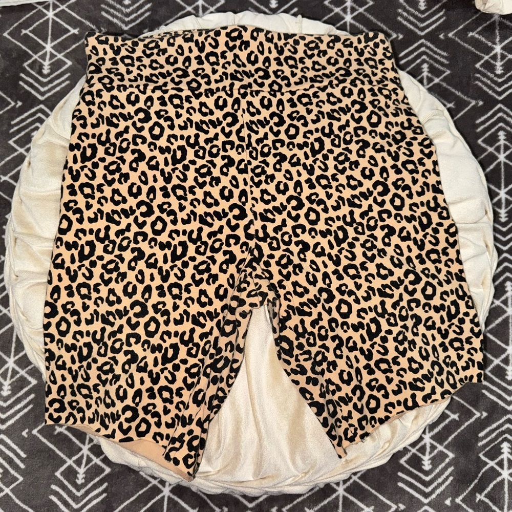 Forever 21 Tan and Black Leopard Print Biker Shorts
